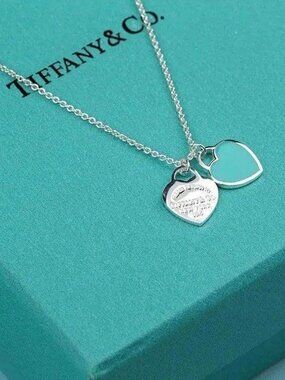 Tiffany & Co. Mini Double Heart Tag Necklace